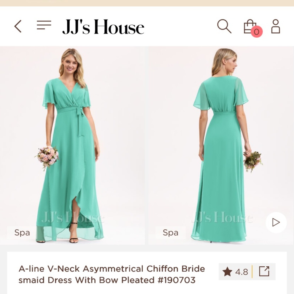 JJs House Asymmetrical Chiffon Dress in Spa (Aqua)